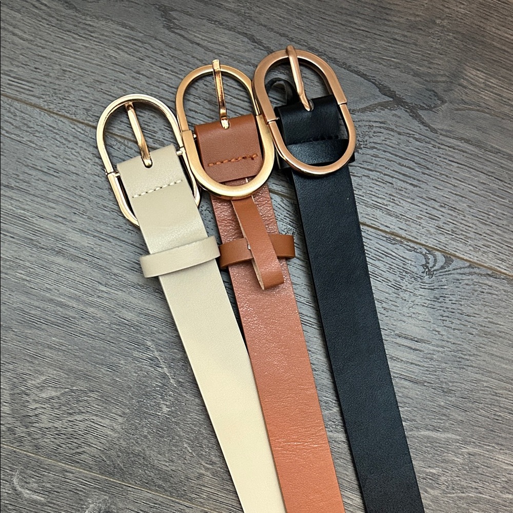 Amazon Women's Belt Trio - Black, Brown, and Cream